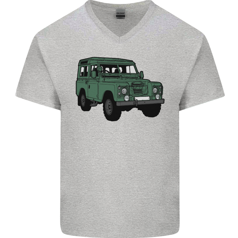 4X4 Off Road Roading 4 Wheel Drive Mens V-Neck Cotton T-Shirt Sports Grey