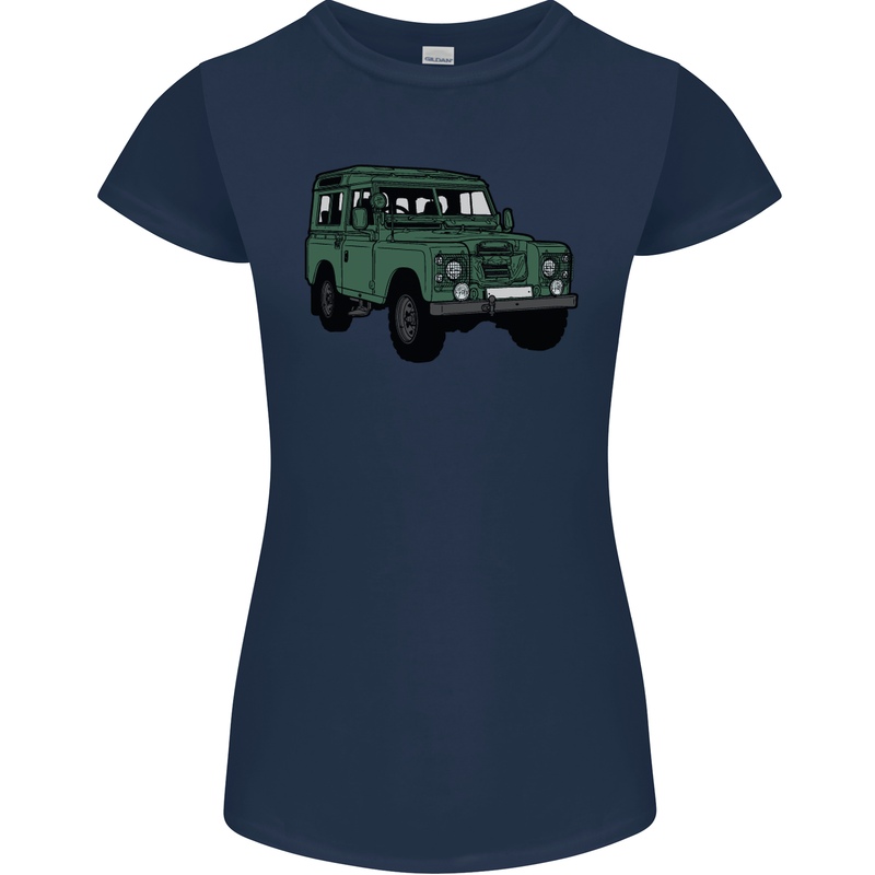 4X4 Off Road Roading 4 Wheel Drive Womens Petite Cut T-Shirt Navy Blue