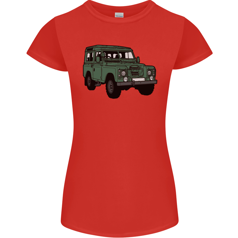 4X4 Off Road Roading 4 Wheel Drive Womens Petite Cut T-Shirt Red