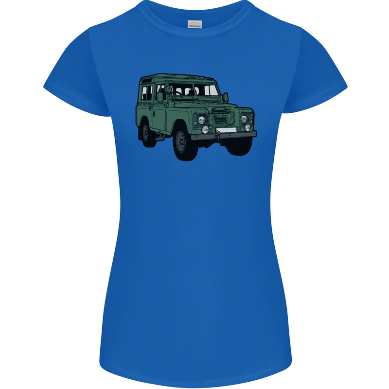 4X4 Off Road Roading 4 Wheel Drive Womens Petite Cut T-Shirt Royal Blue