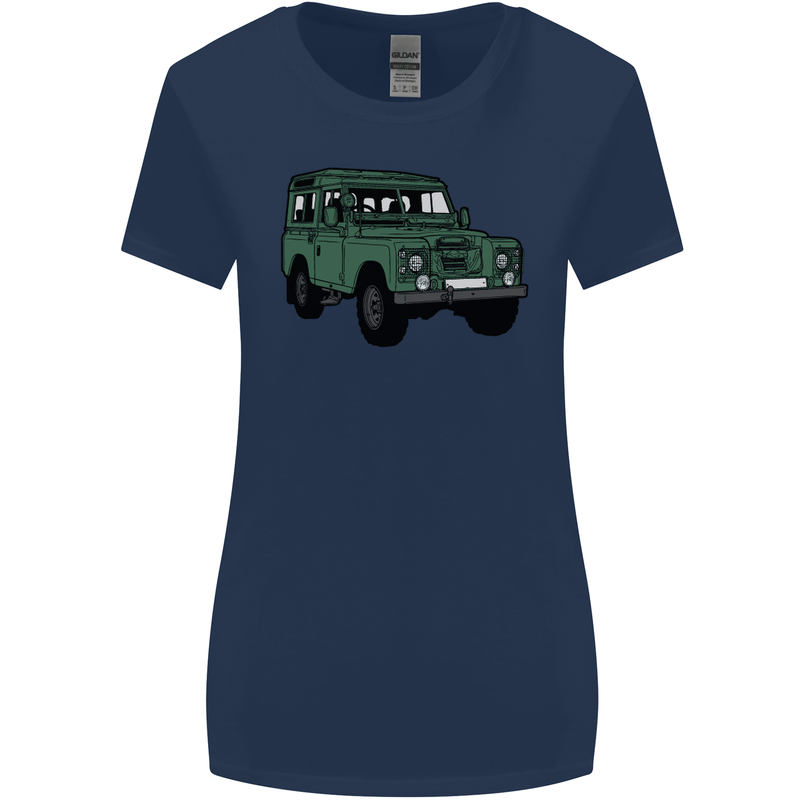 4X4 Off Road Roading 4 Wheel Drive Womens Wider Cut T-Shirt Navy Blue