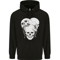 4 Skulls Gothic Heavy Metal Biker Demon Childrens Kids Hoodie Black