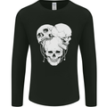 4 Skulls Gothic Heavy Metal Biker Demon Mens Long Sleeve T-Shirt Black