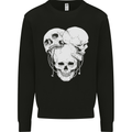 4 Skulls Gothic Heavy Metal Biker Demon Mens Sweatshirt Jumper Black