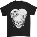 4 Skulls Gothic Heavy Metal Biker Demon Mens T-Shirt Cotton Gildan Black