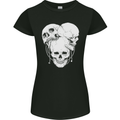 4 Skulls Gothic Heavy Metal Biker Demon Womens Petite Cut T-Shirt Black