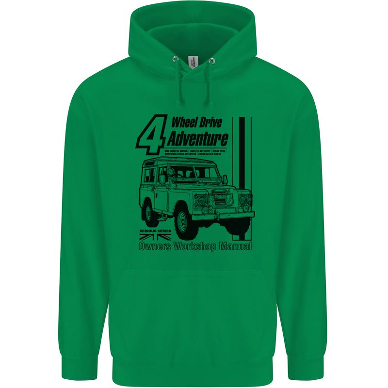 4 Wheel Drive Adventure 4X4 Off Road Childrens Kids Hoodie Irish Green