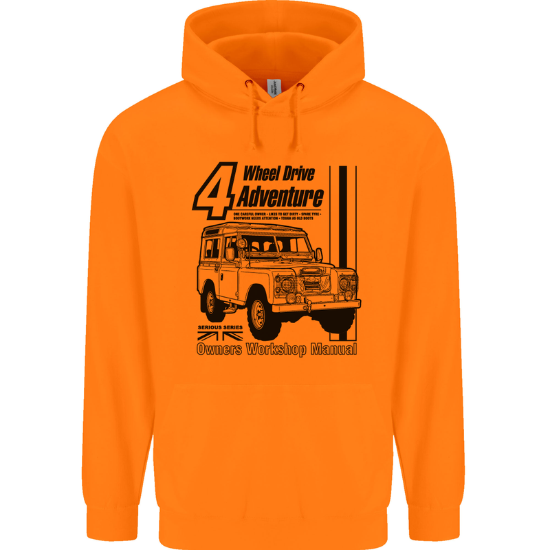 4 Wheel Drive Adventure 4X4 Off Road Childrens Kids Hoodie Orange