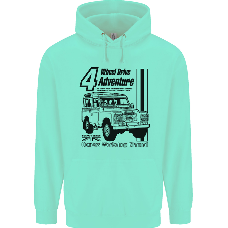 4 Wheel Drive Adventure 4X4 Off Road Childrens Kids Hoodie Peppermint