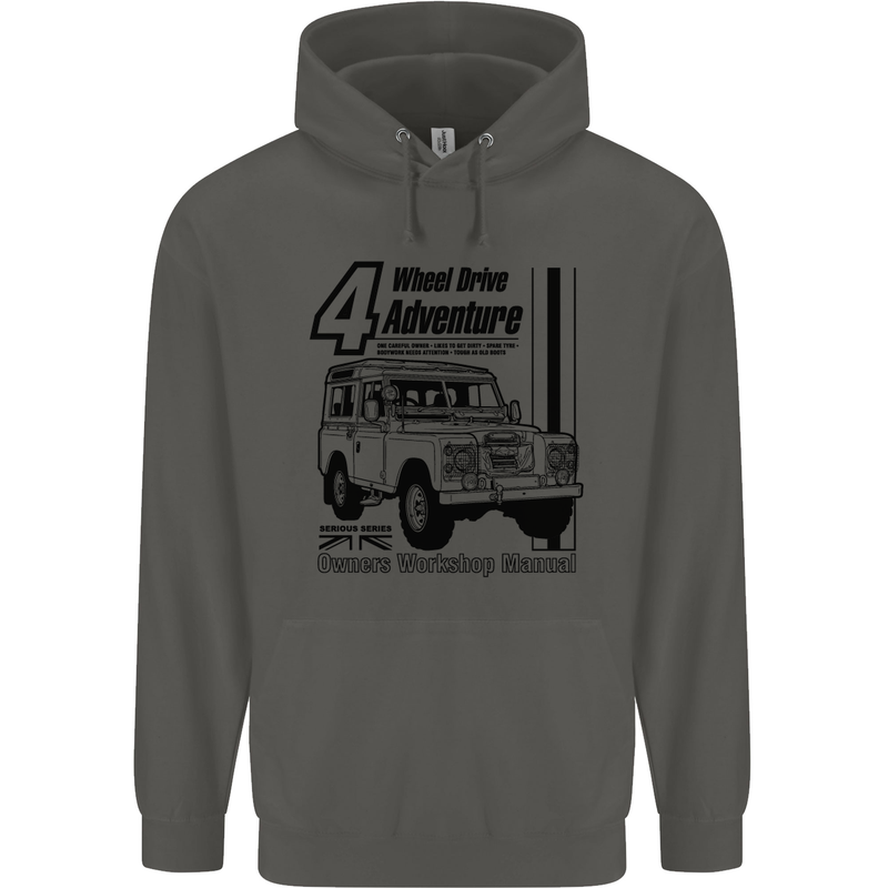 4 Wheel Drive Adventure 4X4 Off Road Childrens Kids Hoodie Storm Grey