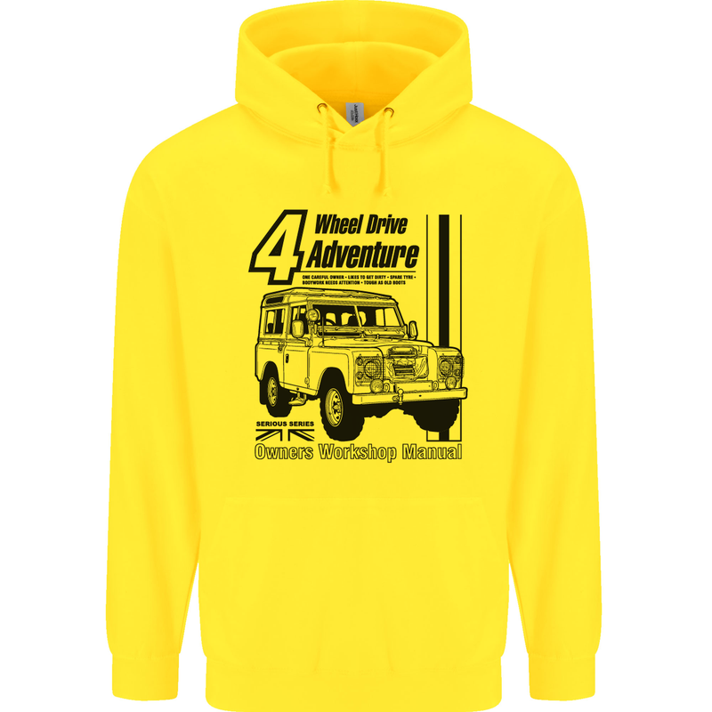 4 Wheel Drive Adventure 4X4 Off Road Childrens Kids Hoodie Yellow