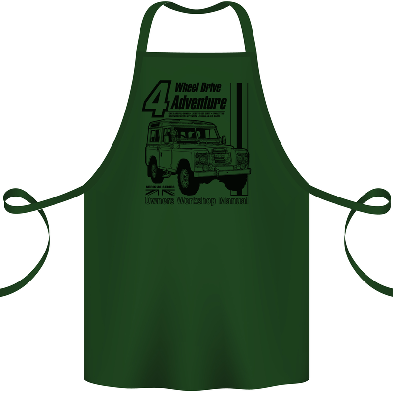 4 Wheel Drive Adventure 4X4 Off Road Cotton Apron 100% Organic Forest Green