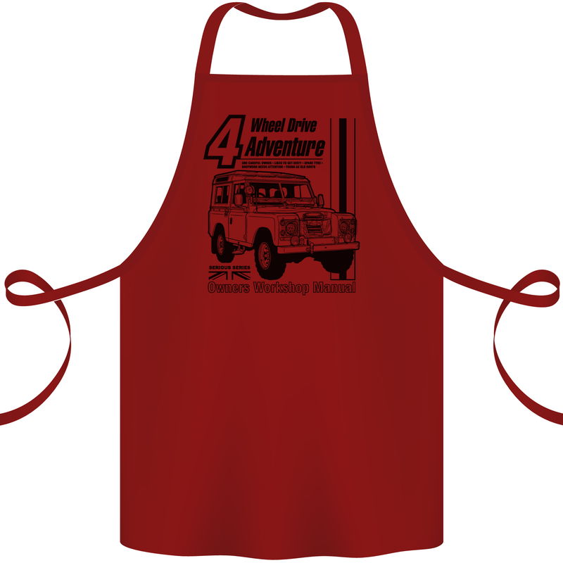 4 Wheel Drive Adventure 4X4 Off Road Cotton Apron 100% Organic Maroon