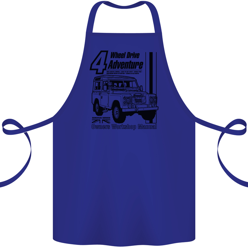 4 Wheel Drive Adventure 4X4 Off Road Cotton Apron 100% Organic Royal Blue