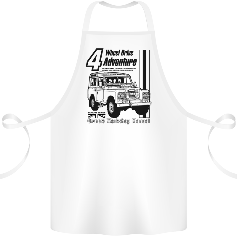4 Wheel Drive Adventure 4X4 Off Road Cotton Apron 100% Organic White