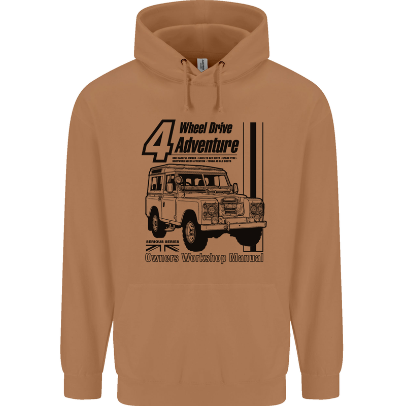 4 Wheel Drive Adventure 4X4 Off Road Mens 80% Cotton Hoodie Caramel Latte