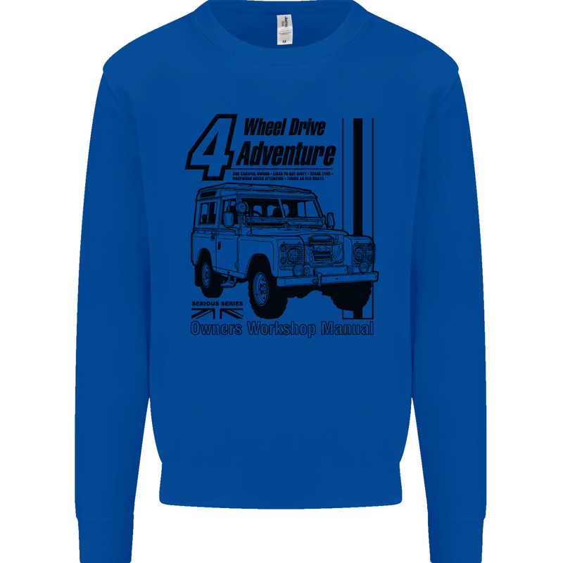 4 Wheel Drive Adventure 4X4 Off Road Mens Sweatshirt Jumper Royal Blue