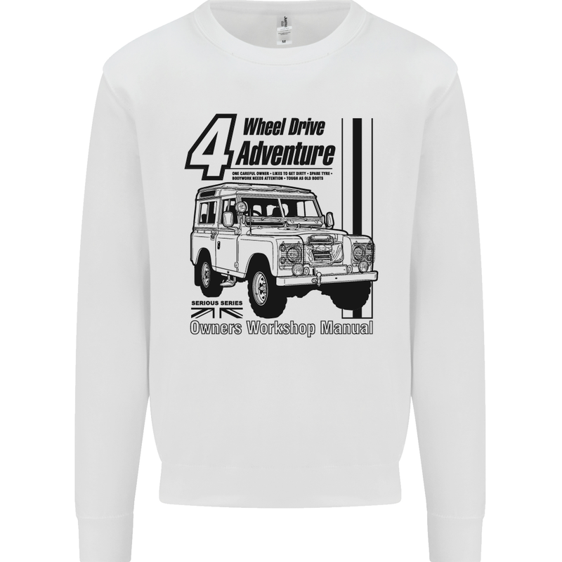 4 Wheel Drive Adventure 4X4 Off Road Mens Sweatshirt Jumper White
