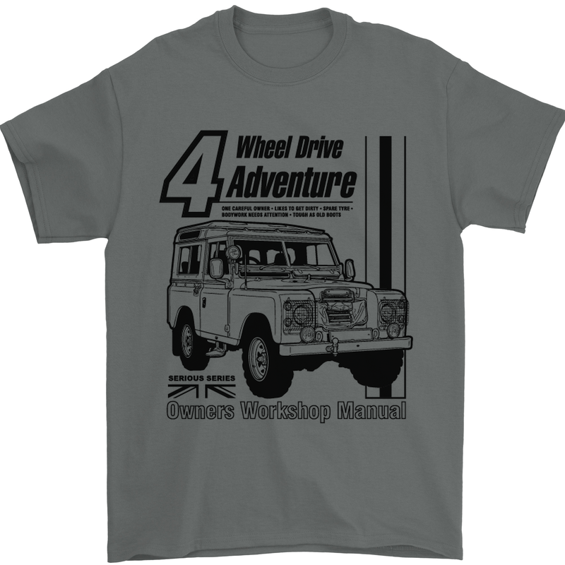 4 Wheel Drive Adventure 4X4 Off Road Mens T-Shirt Cotton Gildan Charcoal