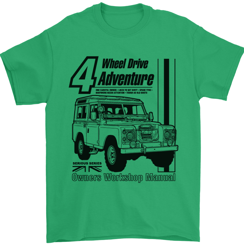 4 Wheel Drive Adventure 4X4 Off Road Mens T-Shirt Cotton Gildan Irish Green