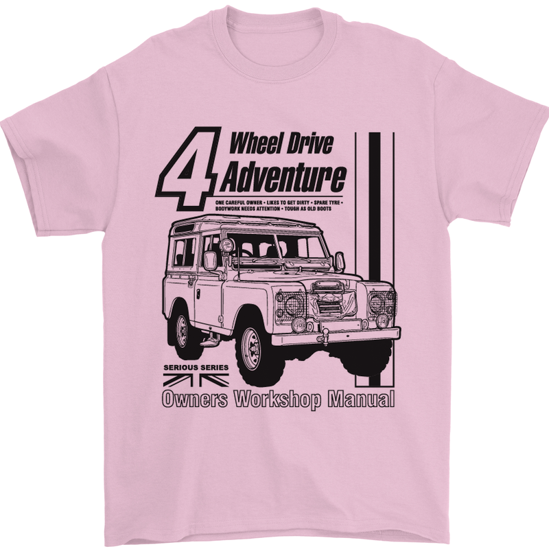 4 Wheel Drive Adventure 4X4 Off Road Mens T-Shirt Cotton Gildan Light Pink