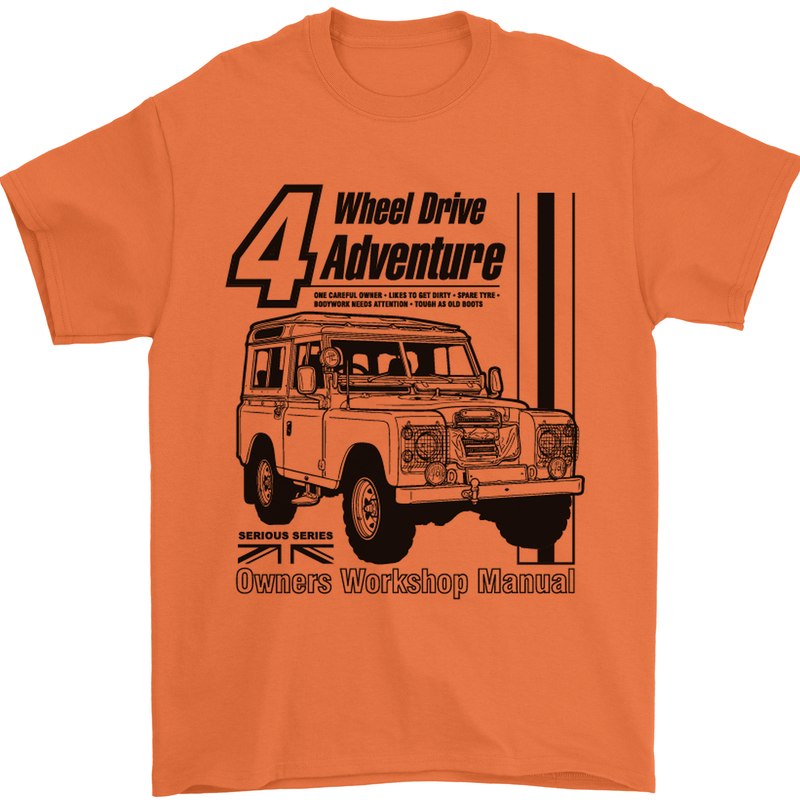4 Wheel Drive Adventure 4X4 Off Road Mens T-Shirt Cotton Gildan Orange