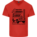 4 Wheel Drive Adventure 4X4 Off Road Mens V-Neck Cotton T-Shirt Red