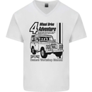 4 Wheel Drive Adventure 4X4 Off Road Mens V-Neck Cotton T-Shirt White