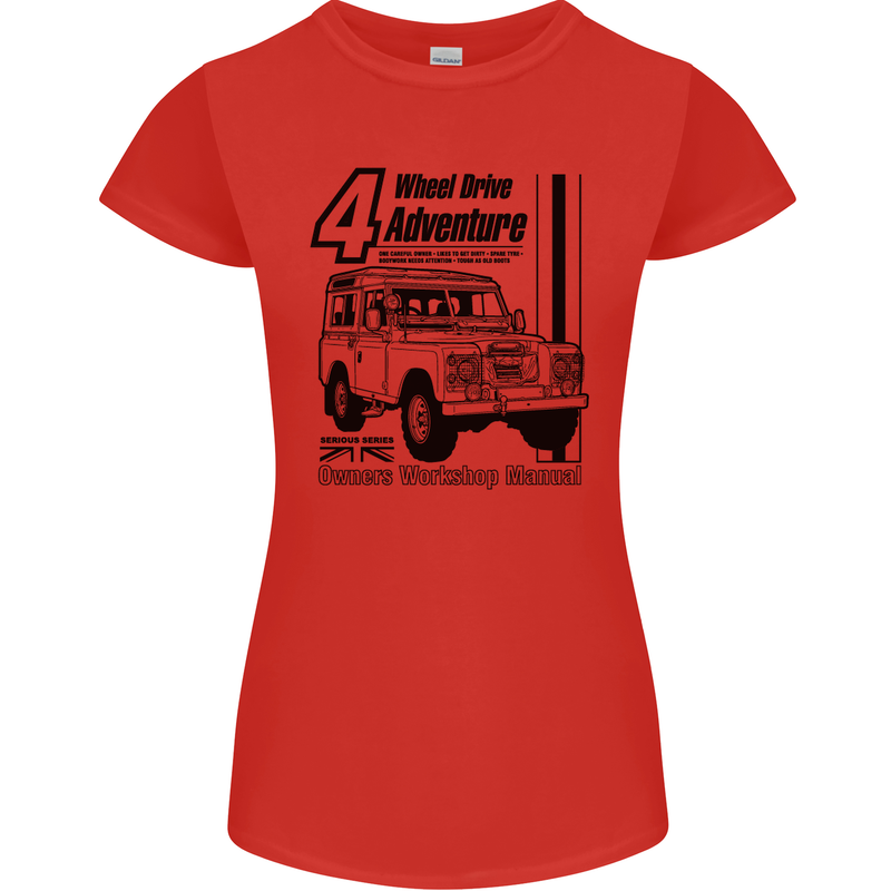 4 Wheel Drive Adventure 4X4 Off Road Womens Petite Cut T-Shirt Red