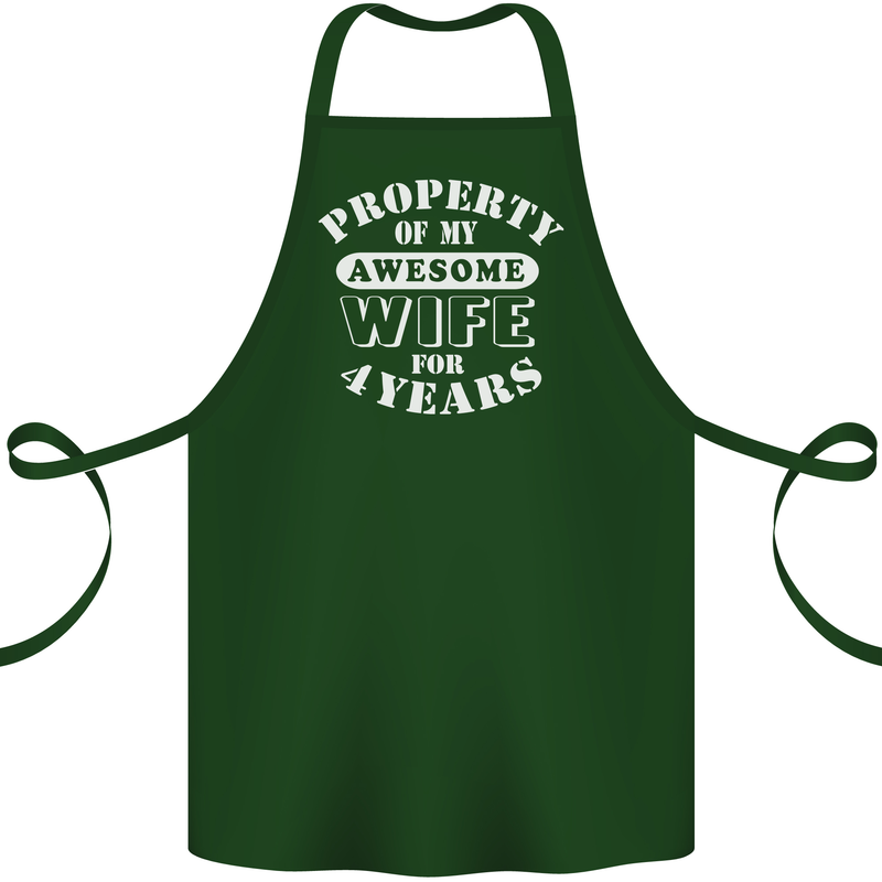 4 Year Wedding Anniversary 4th Funny Wife Cotton Apron 100% Organic Forest Green