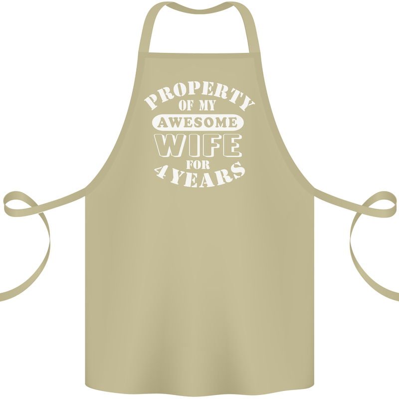 4 Year Wedding Anniversary 4th Funny Wife Cotton Apron 100% Organic Khaki