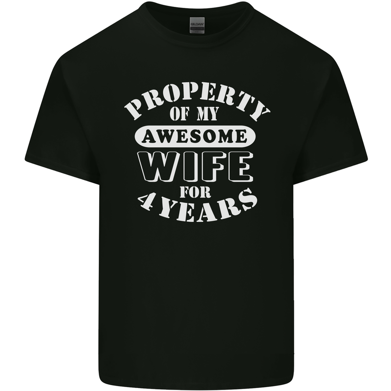 4 Year Wedding Anniversary 4th Funny Wife Mens Cotton T-Shirt Tee Top Black