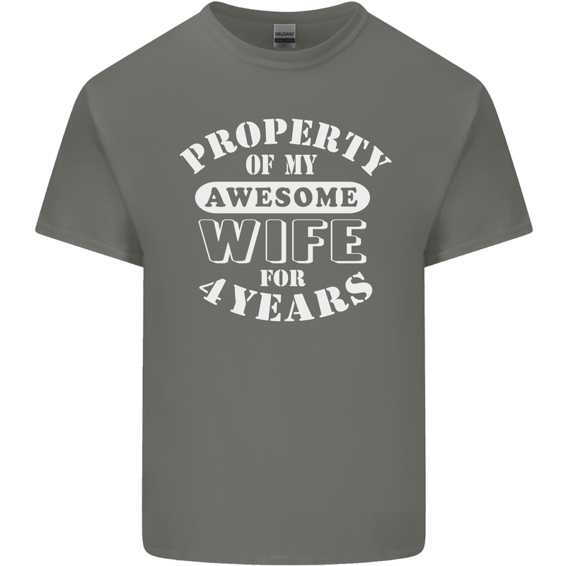 4 Year Wedding Anniversary 4th Funny Wife Mens Cotton T-Shirt Tee Top Charcoal