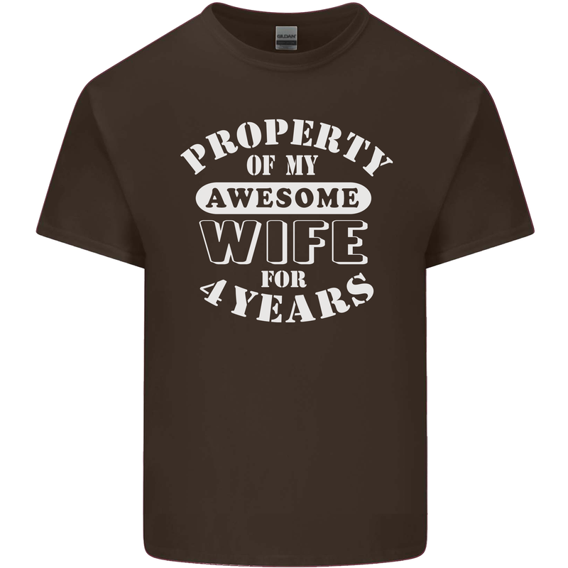 4 Year Wedding Anniversary 4th Funny Wife Mens Cotton T-Shirt Tee Top Dark Chocolate