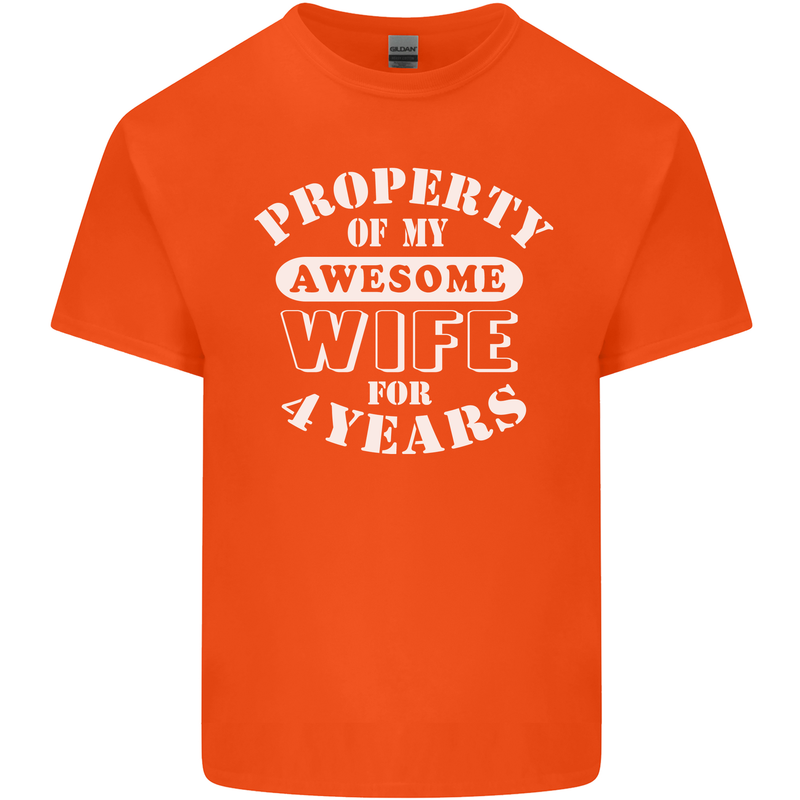 4 Year Wedding Anniversary 4th Funny Wife Mens Cotton T-Shirt Tee Top Orange