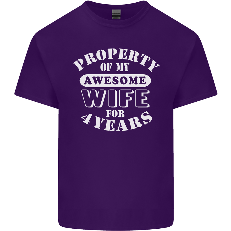 4 Year Wedding Anniversary 4th Funny Wife Mens Cotton T-Shirt Tee Top Purple