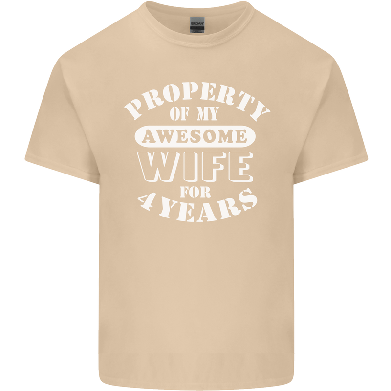 4 Year Wedding Anniversary 4th Funny Wife Mens Cotton T-Shirt Tee Top Sand