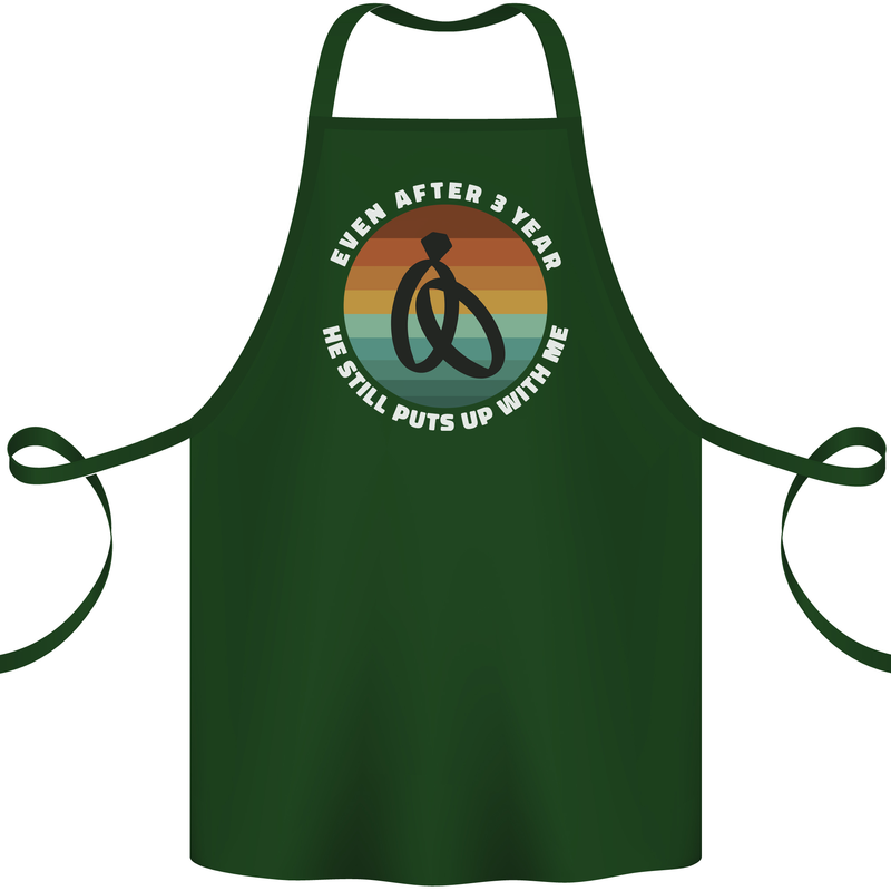 4 Year Wedding Anniversary 4th Marriage Cotton Apron 100% Organic Forest Green