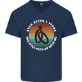 4 Year Wedding Anniversary 4th Marriage Mens V-Neck Cotton T-Shirt Navy Blue
