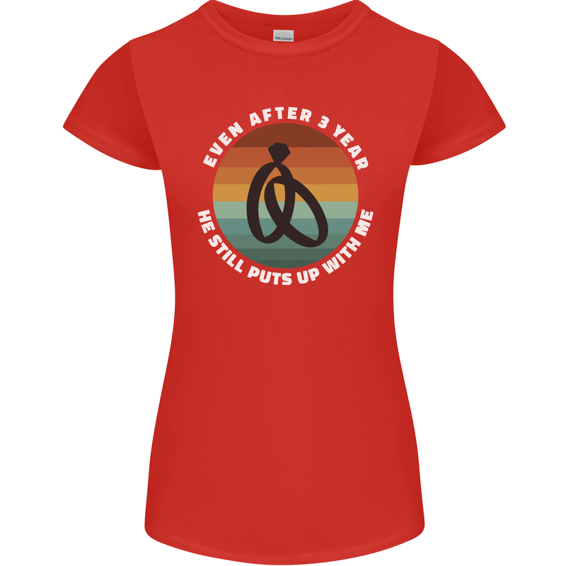 4 Year Wedding Anniversary 4th Marriage Womens Petite Cut T-Shirt Red