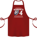 4 Year Wedding Anniversary 4th Rugby Cotton Apron 100% Organic Maroon