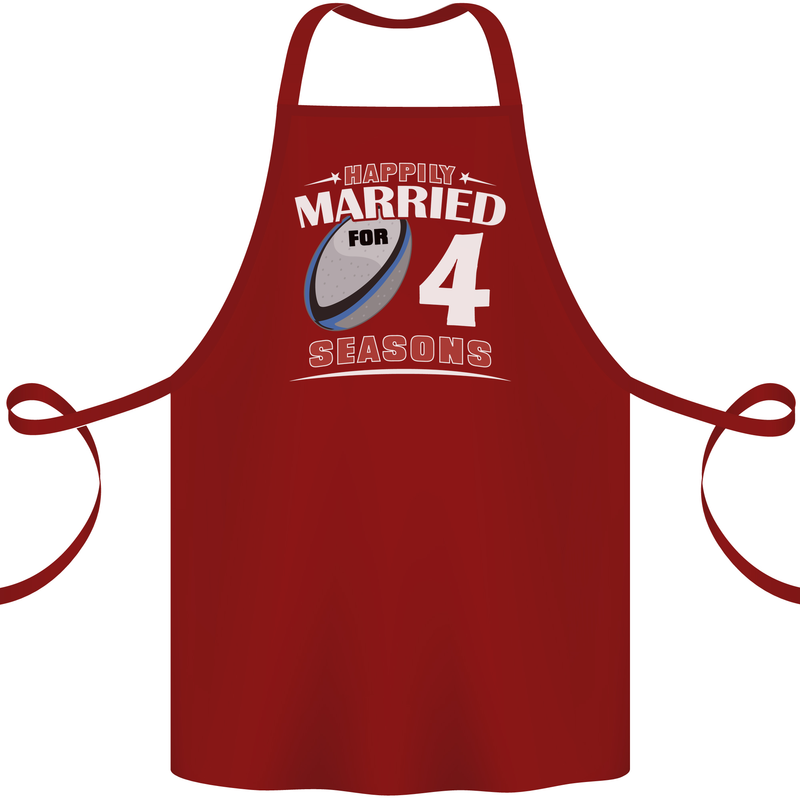4 Year Wedding Anniversary 4th Rugby Cotton Apron 100% Organic Maroon