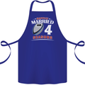 4 Year Wedding Anniversary 4th Rugby Cotton Apron 100% Organic Royal Blue