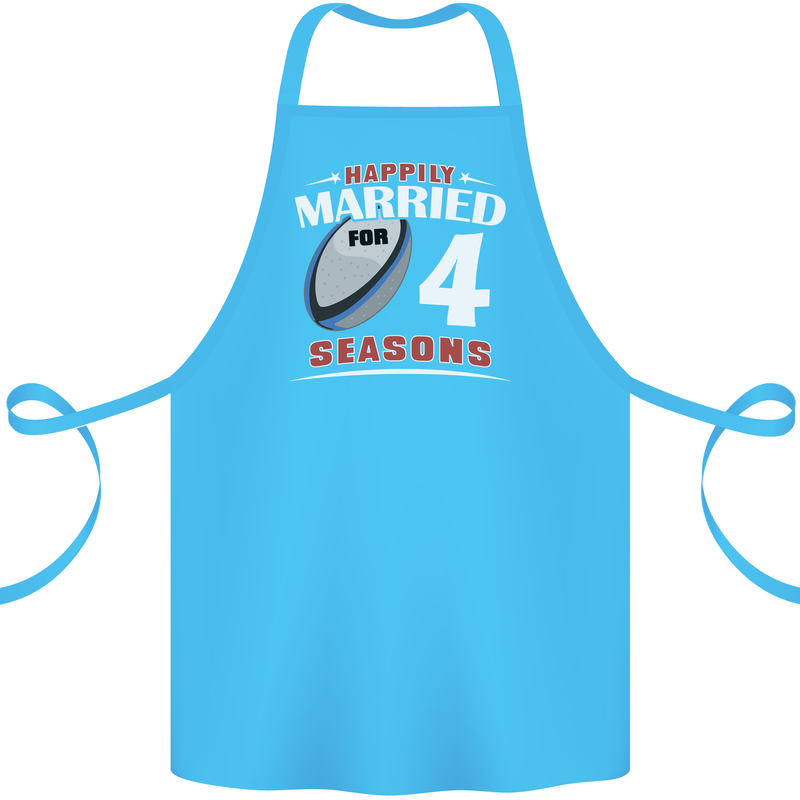 4 Year Wedding Anniversary 4th Rugby Cotton Apron 100% Organic Turquoise