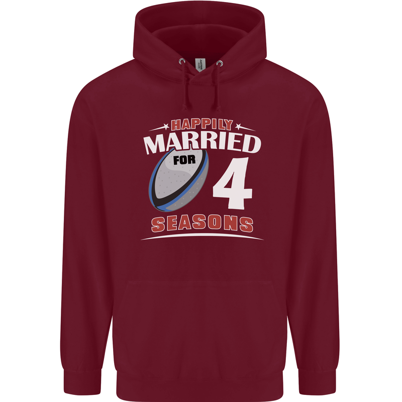 4 Year Wedding Anniversary 4th Rugby Mens 80% Cotton Hoodie Maroon