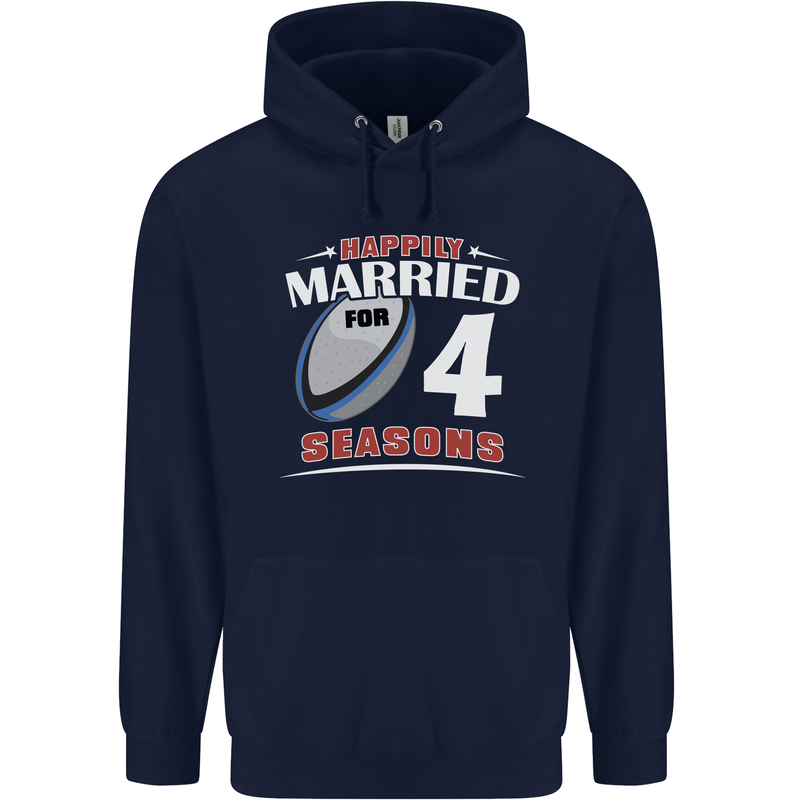 4 Year Wedding Anniversary 4th Rugby Mens 80% Cotton Hoodie Navy Blue