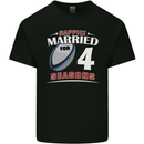 4 Year Wedding Anniversary 4th Rugby Mens Cotton T-Shirt Tee Top Black