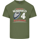 4 Year Wedding Anniversary 4th Rugby Mens Cotton T-Shirt Tee Top Military Green
