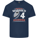 4 Year Wedding Anniversary 4th Rugby Mens Cotton T-Shirt Tee Top Navy Blue