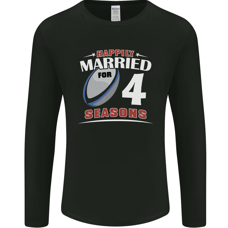 4 Year Wedding Anniversary 4th Rugby Mens Long Sleeve T-Shirt Black